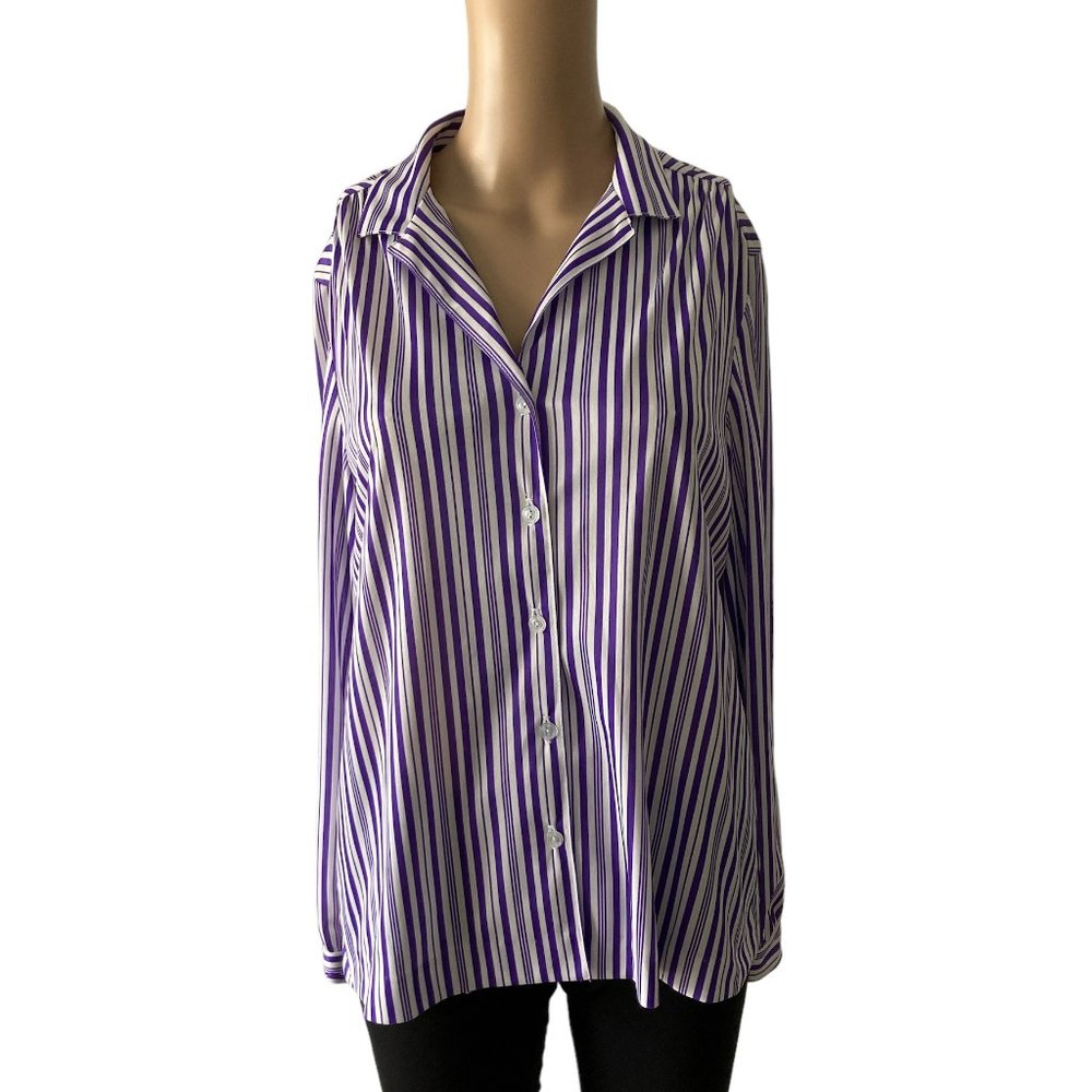 Graff Purple Striped Vintage Size 14 Button Down Shirt The Serpent  Style